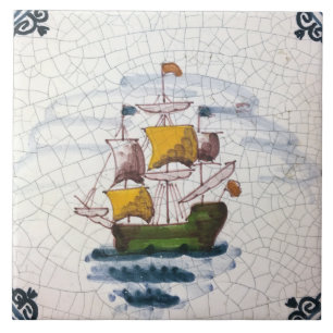 Azulejo Arte de barco de vela náutico vintage