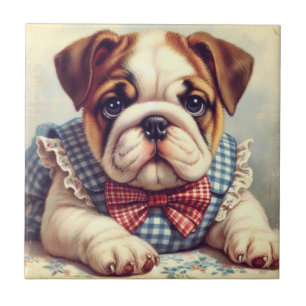 Azulejo Arte de Bulldog inglés de época