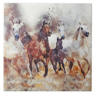 Azulejo Arte de Caballos Salvajes