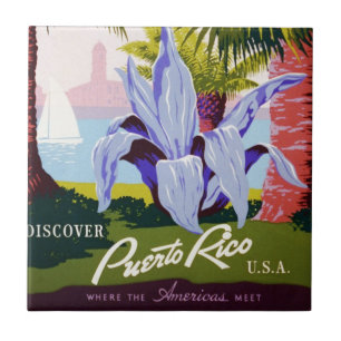 Azulejo Arte de cartel de viaje vintage, ¡Descubre Puerto