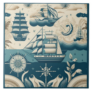 Azulejo Arte de cerámica con temática náutica n° 10
