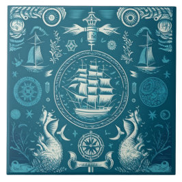 Azulejo Arte de cerámica con temática náutica n° 2