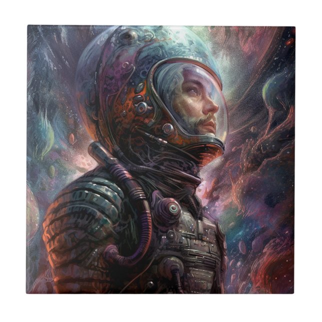 Azulejo Arte de ciencia ficción astronauta (Frente)