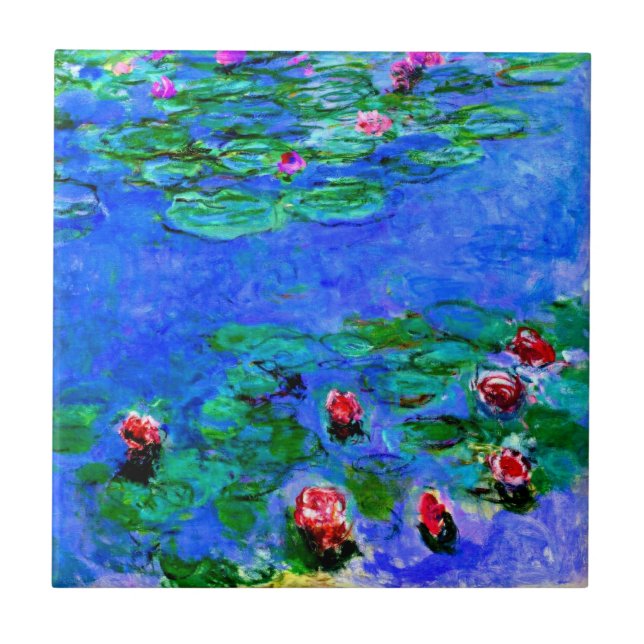 Azulejo Arte de Claude Monet: Lilies de agua (rojo), (Frente)