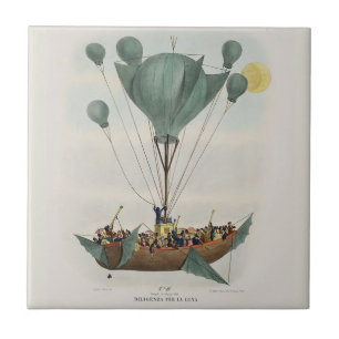 Azulejo Arte de Dirigible Globo Aerostático Antiguo