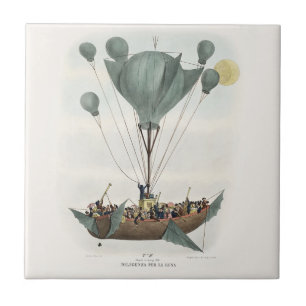 Azulejo Arte de Dirigible Globo Aerostático Antiguo