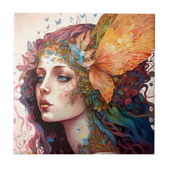 Azulejo Arte de fantasía de diosa arcoiris (Frente)