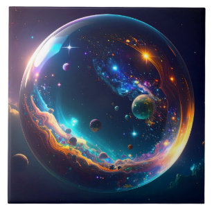 Azulejo Arte de fantasía de la galaxia de la burbuja cósmi
