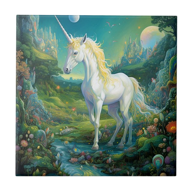 Azulejo Arte de fantasía de Unicorn (Frente)