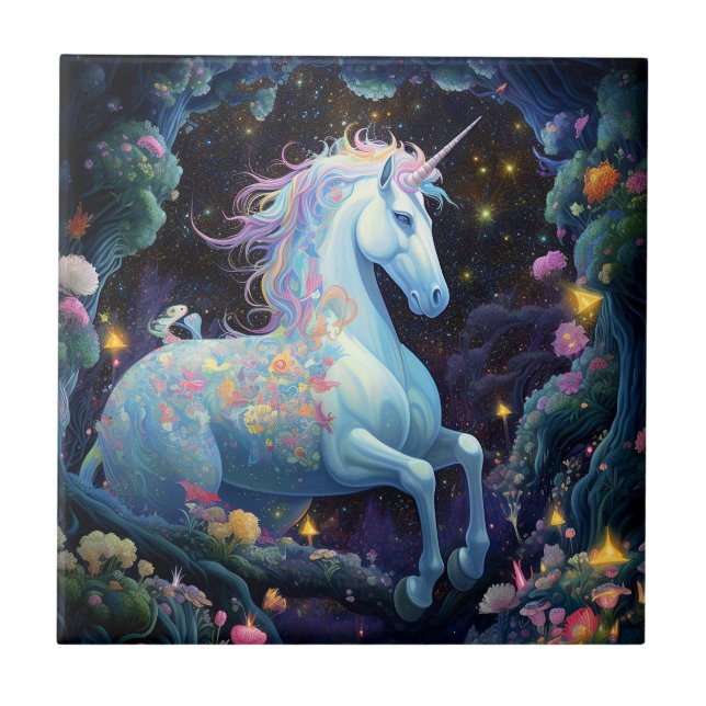Azulejo Arte de fantasía de Unicorn (Frente)