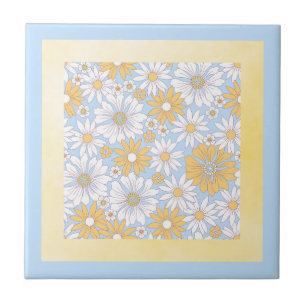 Azulejo arte de flor de campo amarillo