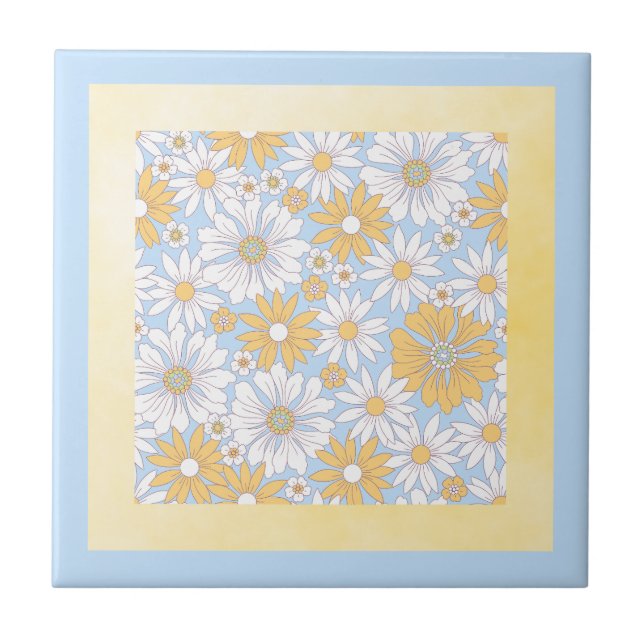 Azulejo arte de flor de campo amarillo (Frente)