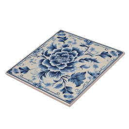 Azulejo Arte de Flor de Tinta Azul Tradicional de China 10
