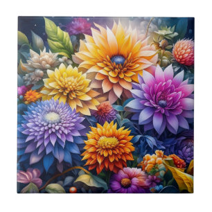 Azulejo Arte de flores coloridas de IA