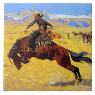Azulejo Arte de Frederic Remington “Una mañana fría en el
