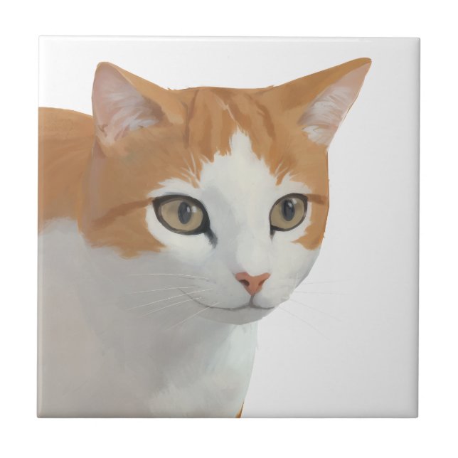 Azulejo Arte de gato ginger adorable (Frente)