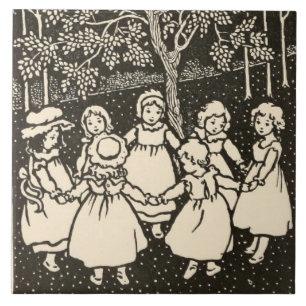 Azulejo Arte de guardería vintage: Juego infantil Ring o R