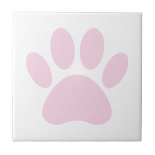 Azulejo Arte de Huella de Pata de Perro Rosa Claro y Blanc