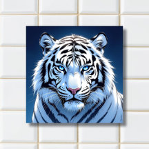 Arte de IA de Tigre Blanco de ojos azules