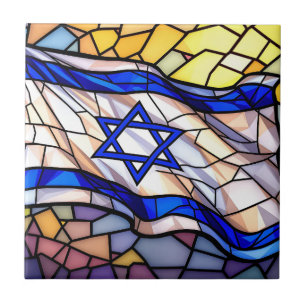 Azulejo Arte de Judaica en mosaico de bandera de Israel en