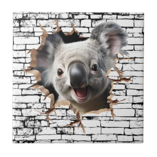 Azulejo Arte de Koala que Rompe la Pared en 3D – Safari Re