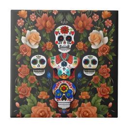 Azulejo Arte de la calavera del azúcar - Día de los Muerto