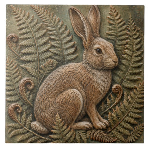 Azulejo Arte de la Naturaleza Cottagecore de Conejo del Bo
