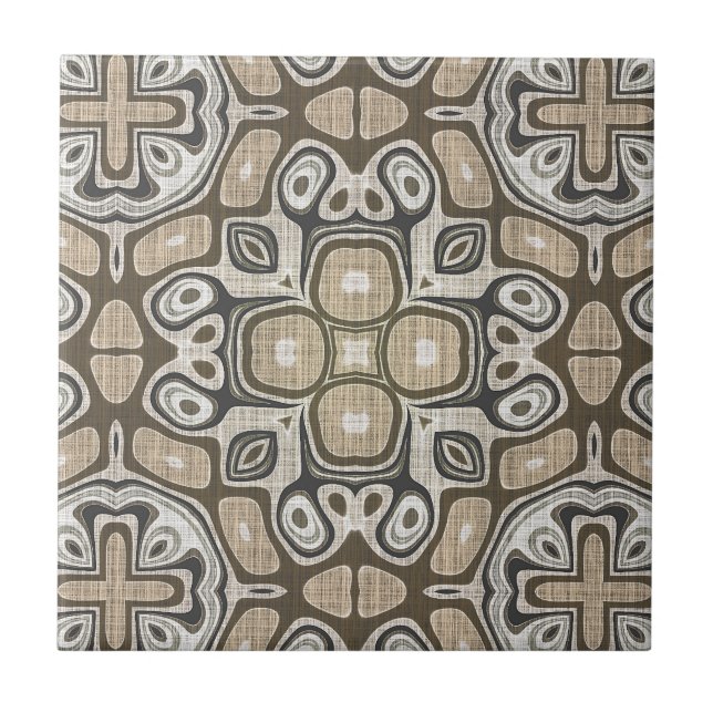 Azulejo Arte de la tribu étnica beige gris taupe ocre marr (Frente)