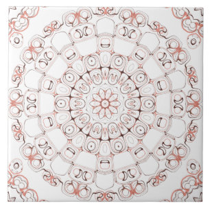 Azulejo Arte de Línea Abstracto Mandala en Tonos Marrón y