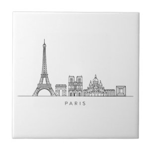 Azulejo Arte de línea del horizonte minimalista de París