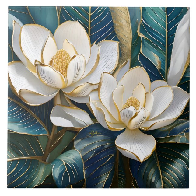 Azulejo Arte de Magnolia del Sur (Frente)