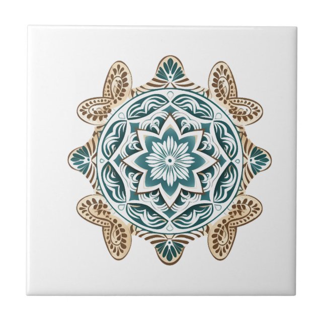 Azulejo Arte de Mandala de Tortuga Marina (Frente)