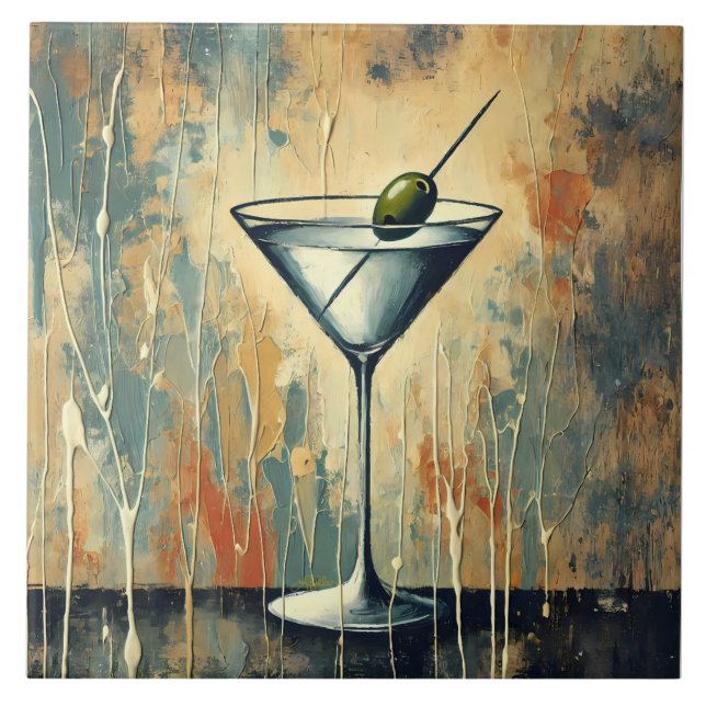 Azulejo Arte de Martini de Medios Mixtos de Mitad de Siglo (Frente)