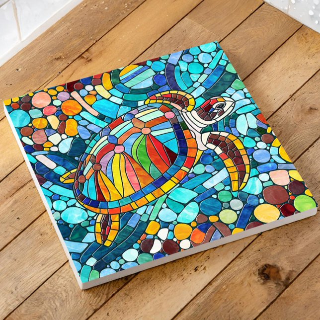Azulejo Arte de mosaico colorido de la tortuga (Subido por el creador)