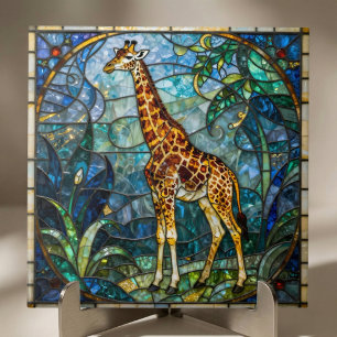 Azulejo Arte de mosaico de jirafa de vidrio teñido falso c