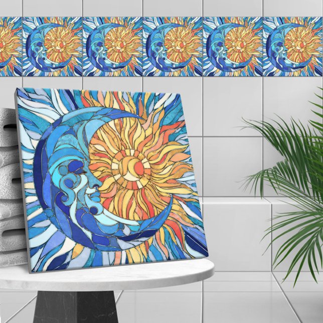 Azulejo Arte de mosaico de sol y luna (Subido por el creador)