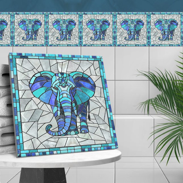Azulejo Arte de mosaico del Elefante Azul (Subido por el creador)