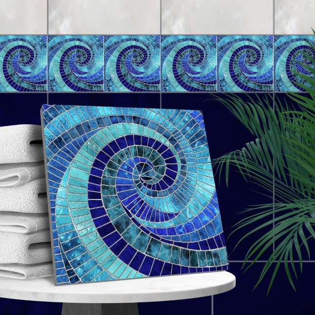 Azulejo Arte de mosaico en espiral oceánica (Subido por el creador)