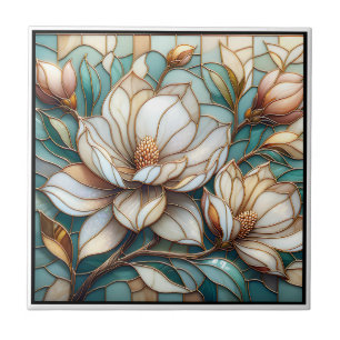 Azulejo Arte de mosaico floral de vidrio emplomado Magnoli