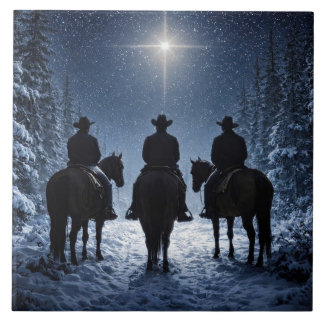 Azulejo Arte de Navidad de Vaquero Estrella del Norte