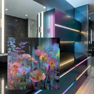 Azulejo Arte de neón de flores hermosas