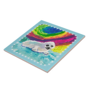 Azulejo "Arte de niños" de foca infantil
