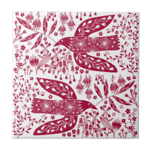 Azulejo Arte de pájaro rojo