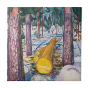 Azulejo Arte de pared Bosque de troncos amarillos de Munch