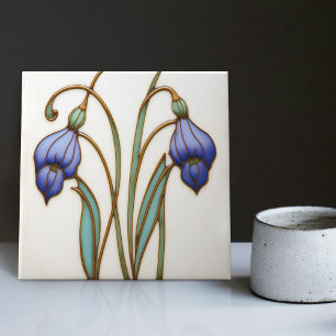 Azulejo Arte de pared de crocus azul Art Nouveau Art Deco 