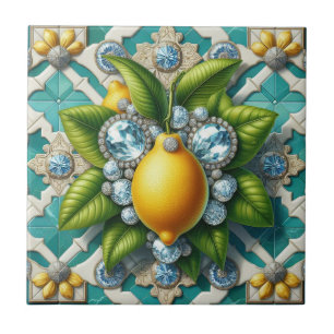 Azulejo Arte de patrón continuo Art Deco limones y diamant