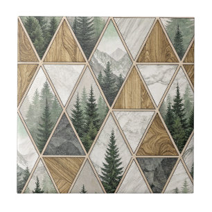 Azulejo Arte de patrón de mosaico geométrico de montaña y
