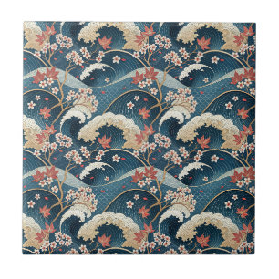 Azulejo Arte de patrón floral de flor de cerezo japonesa y