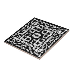Azulejo Arte de patrón repetitivo enlazado en cadena blanc
