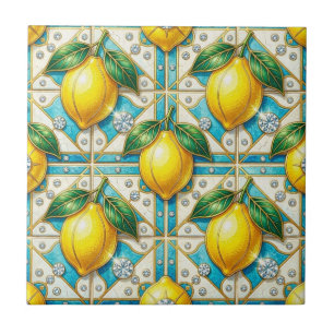 Azulejo Arte de patrón sin costuras Art Deco limones y dia
